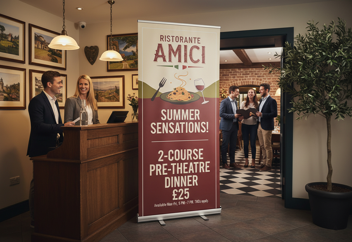 Italian Restaurant Reception Banner Stands