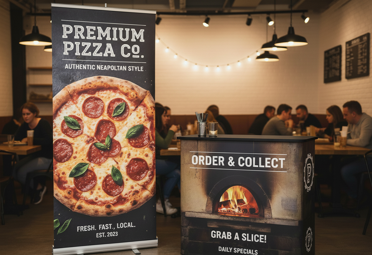 Pizzeria Dining Area Banner Stands