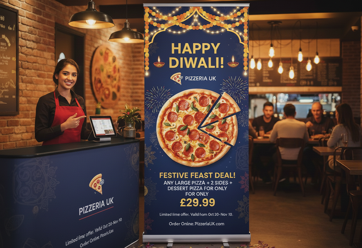 Pizzeria Diwali Banner Stands