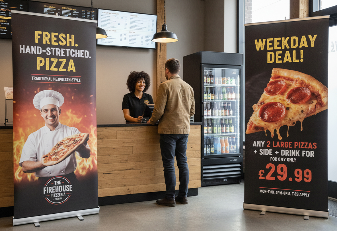 Pizzeria Reception Banner Stands