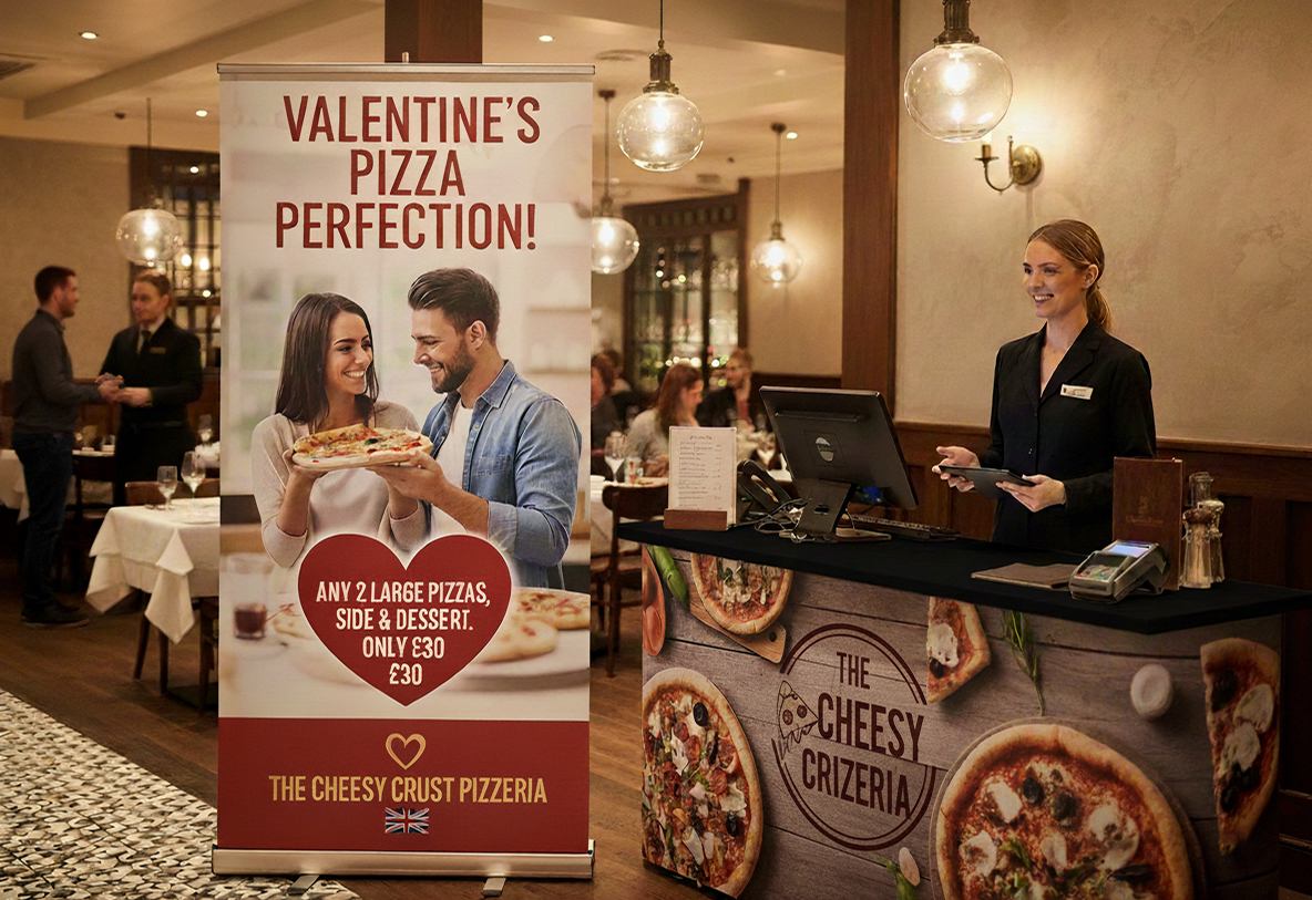 Pizzeria Valentine's Day Banner Stands