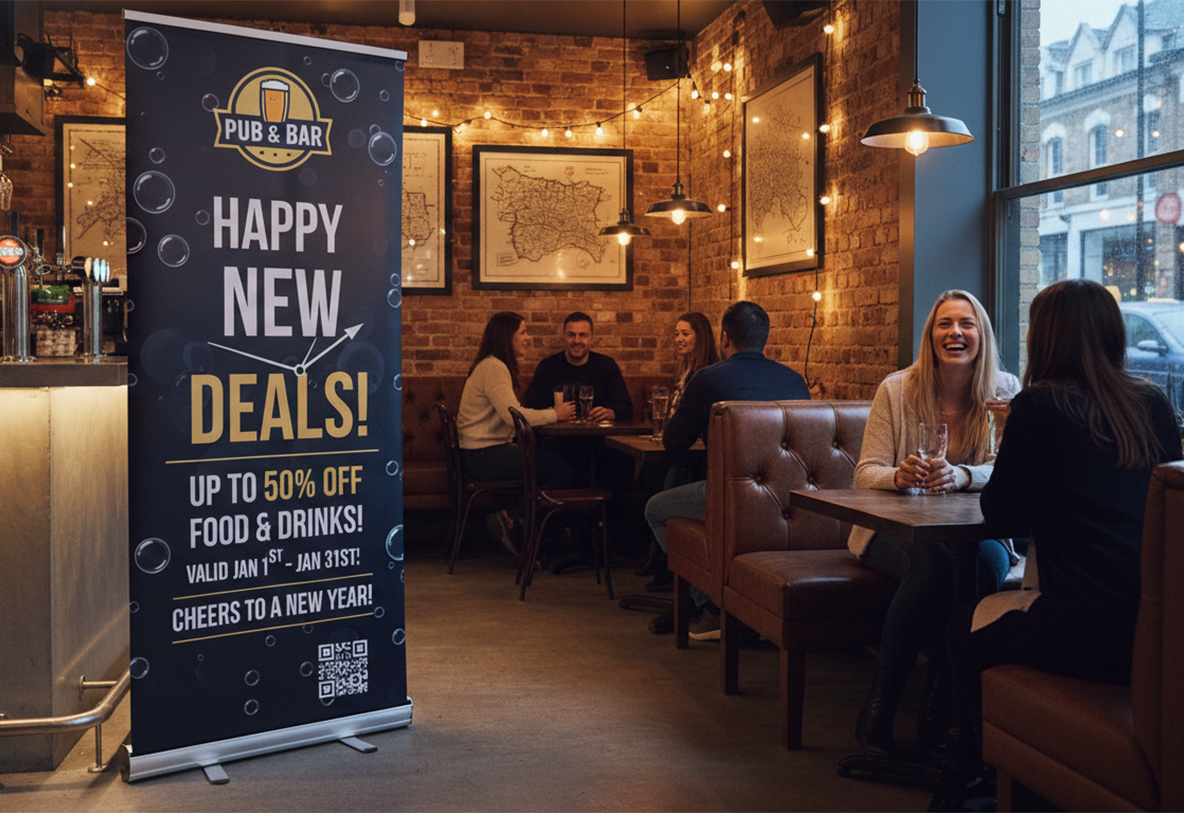 Pub & Bar New Year Banner Stands