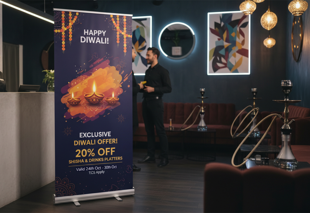 Sheesha Lounge Diwali Banner Stands