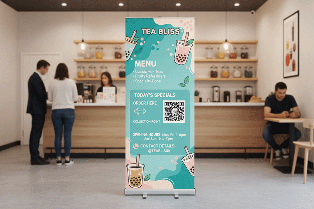 Bubble Tea Shop Reception Banner Stands