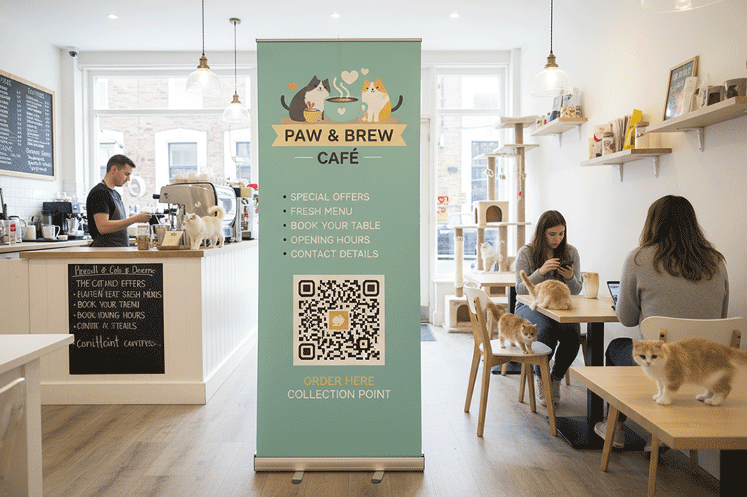 Cat Cafe Banner Stands