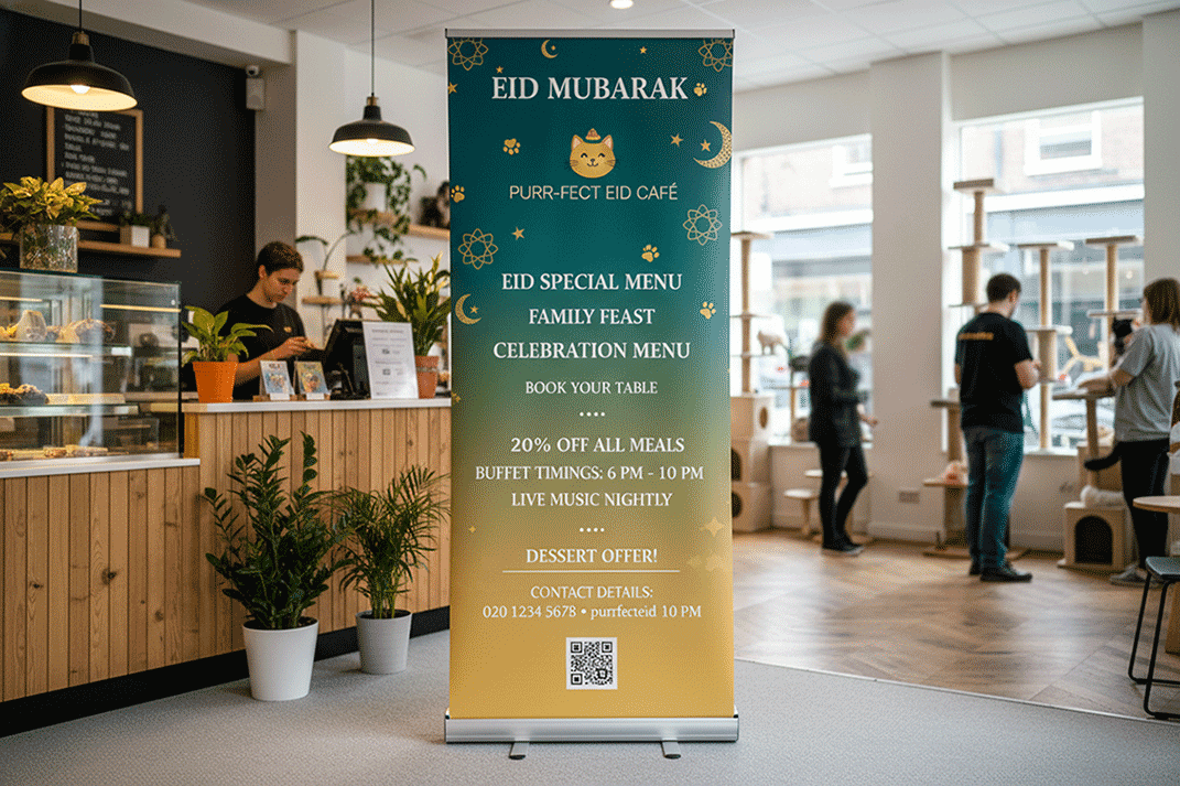 Cat Cafe Eid Banner Stands