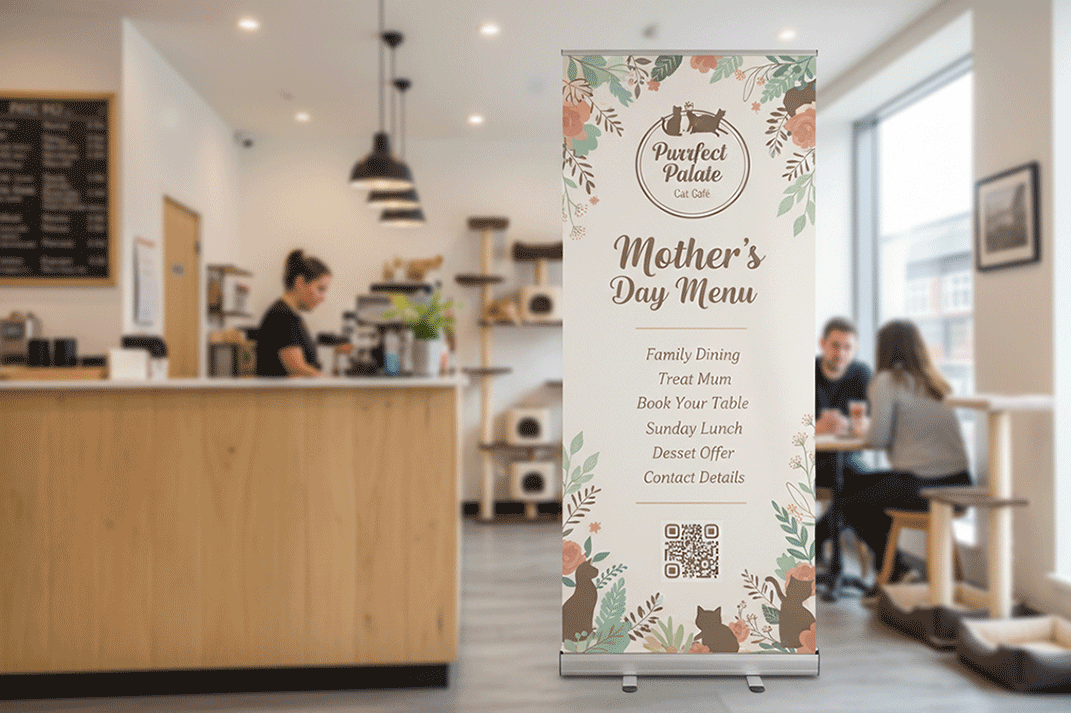 Cat Cafe Mothers Day Banner Stands