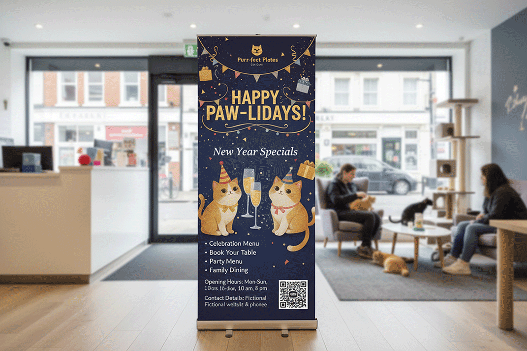 Cat Cafe New Year Banner Stands
