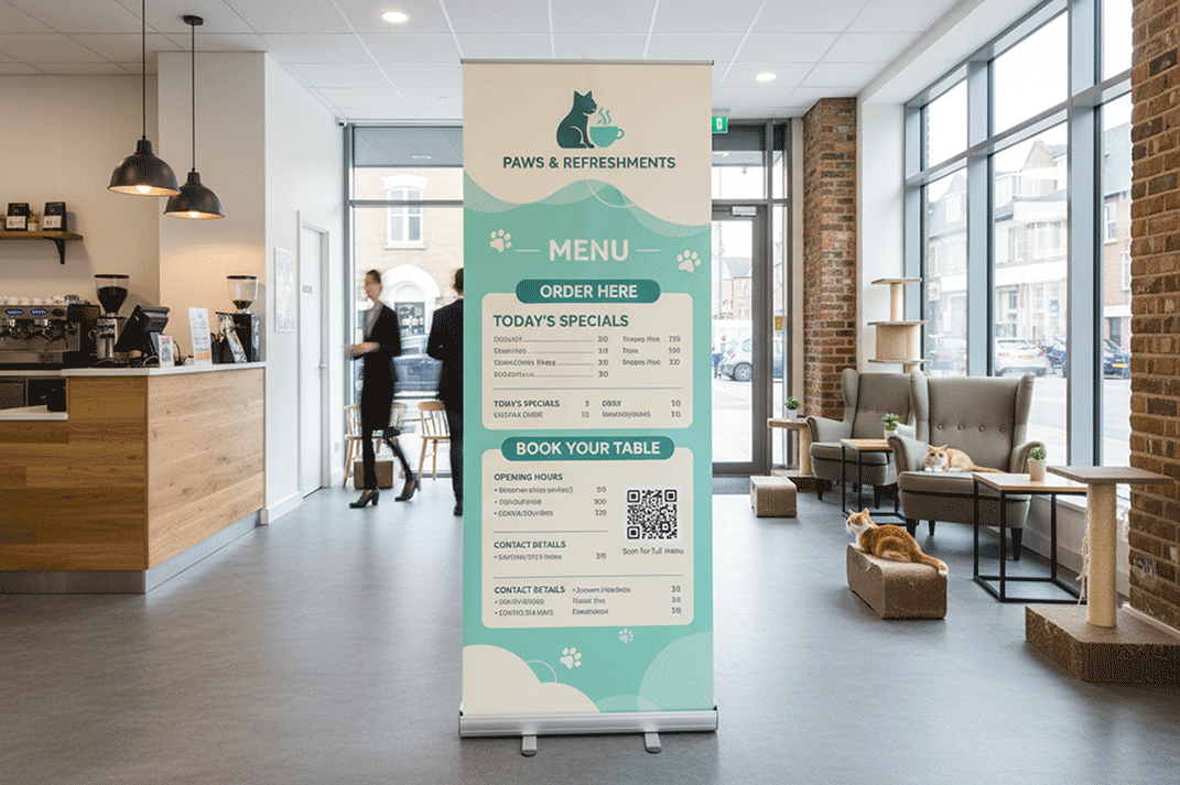 Cat Cafe Reception Banner Stands