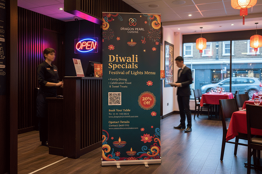 Chinese Restaurant Diwali Banner Stands