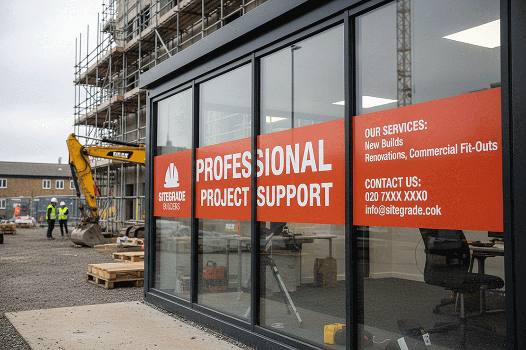 Construction Trades Custom Window Graphics - Printed Today