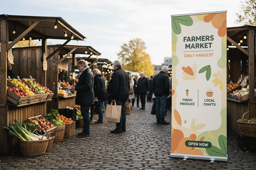 Farmers Market Banner Stands