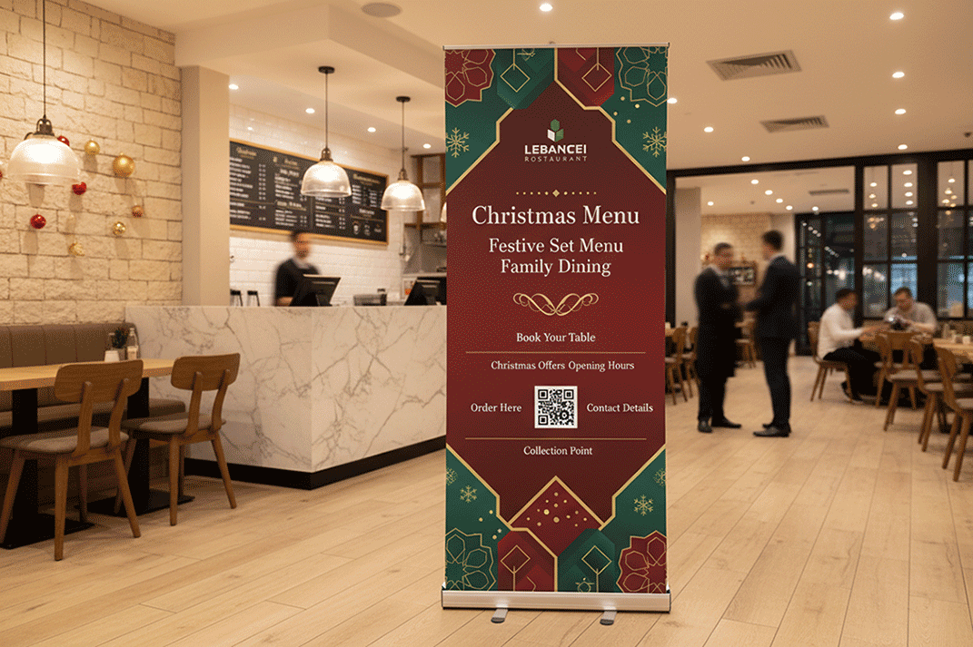 Lebanese Restaurant Christmas Banner Stands