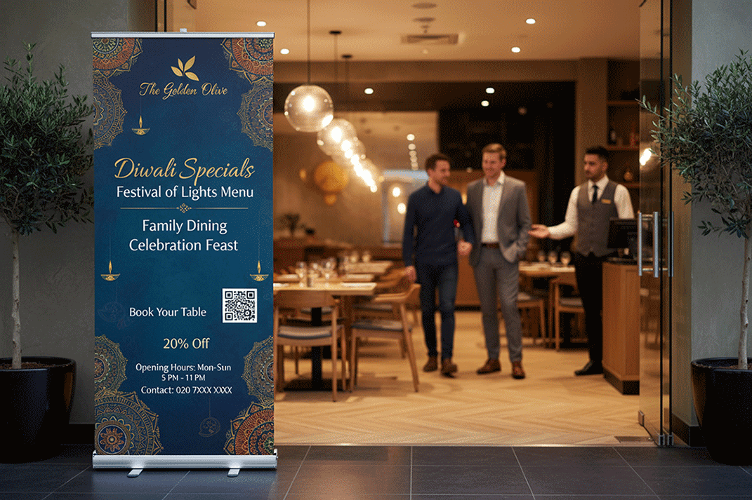 Mediterranean Restaurant Diwali Banner Stands