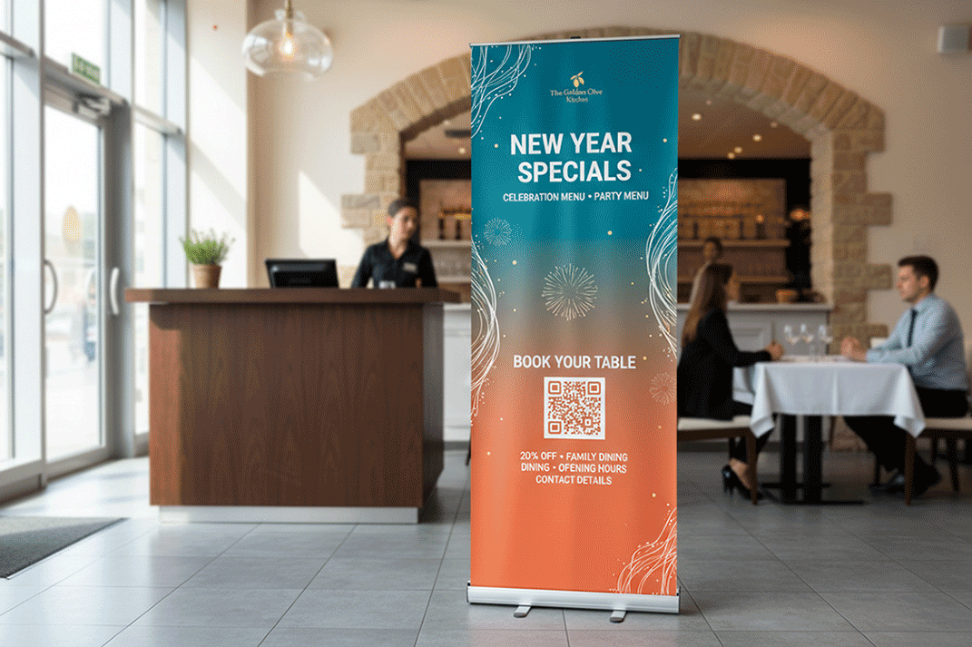 Mediterranean Restaurant New Year Banner Stands