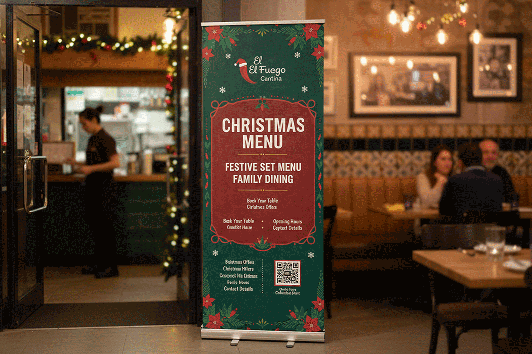Mexican Restaurant Christmas Banner Stands
