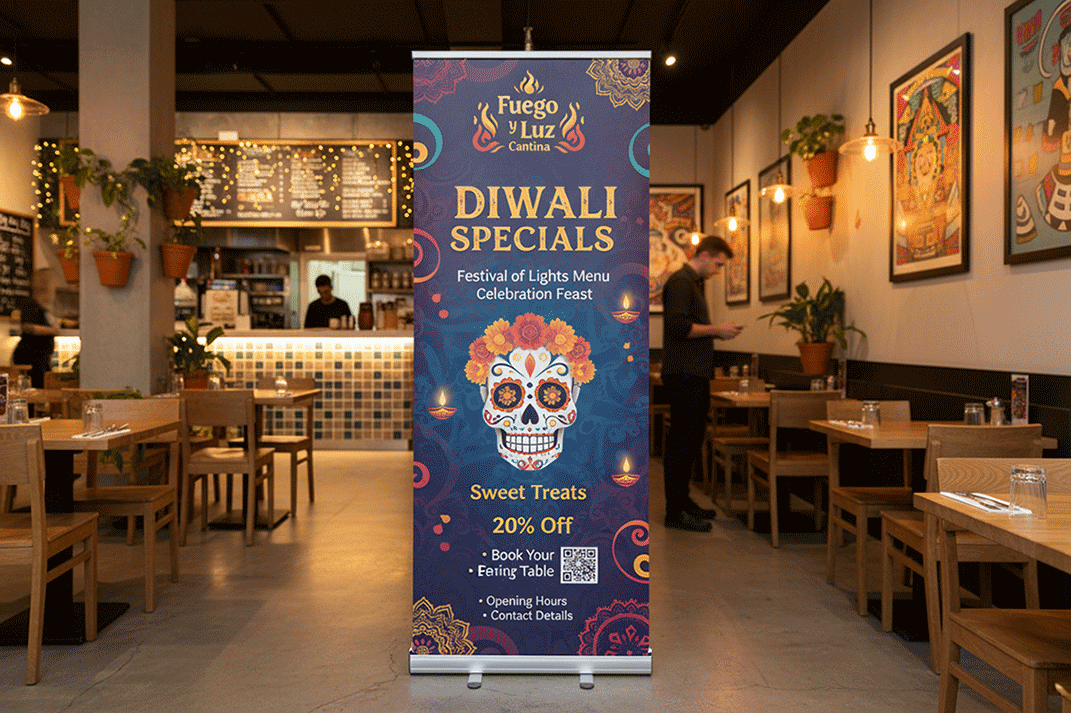 Mexican Restaurant Diwali Banner Stands