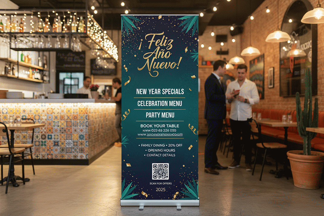 Mexican Restaurant New Year Banner Stands