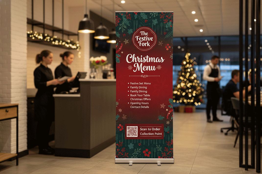 Restaurant Christmas Banner Stands