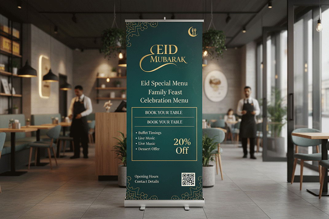 Restaurant Eid Mubarak Banner Stands