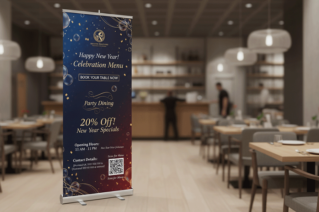 Restaurant New Year Banner Stands