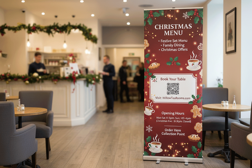 Tea Room Christmas Banner Stands