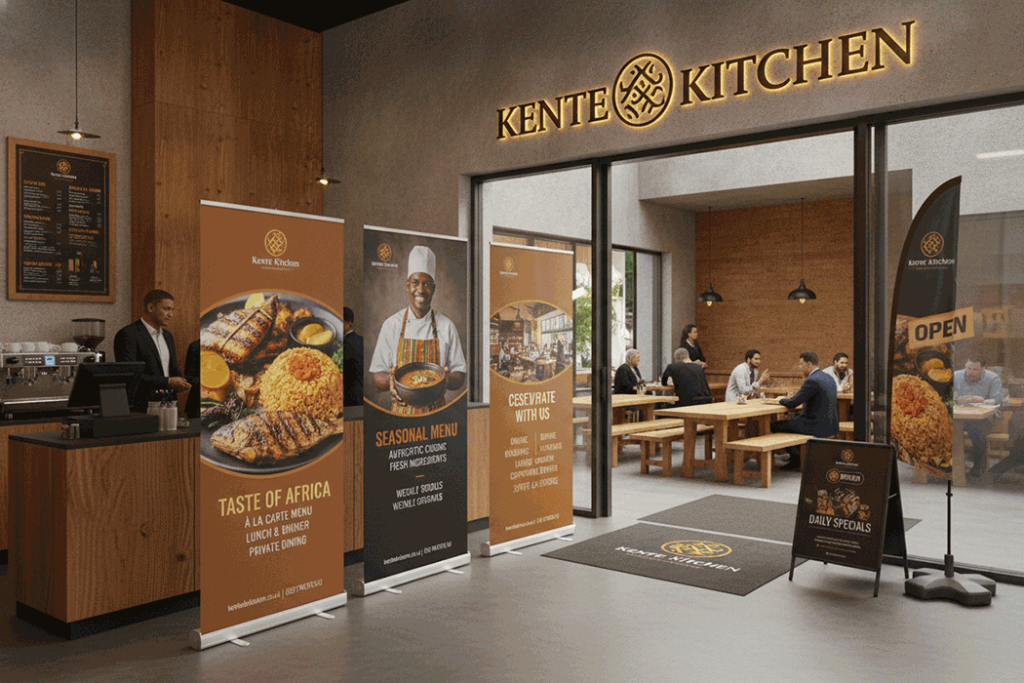 African Restaurant Indoor Banner Stands