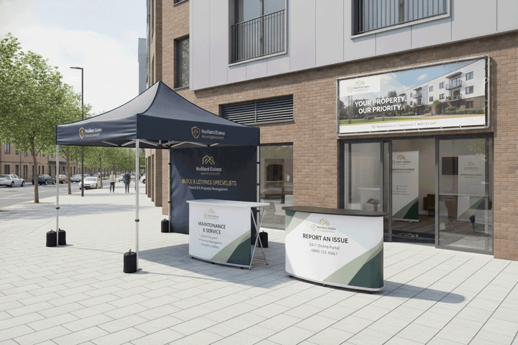 Block Management Outdoor Banner Stands