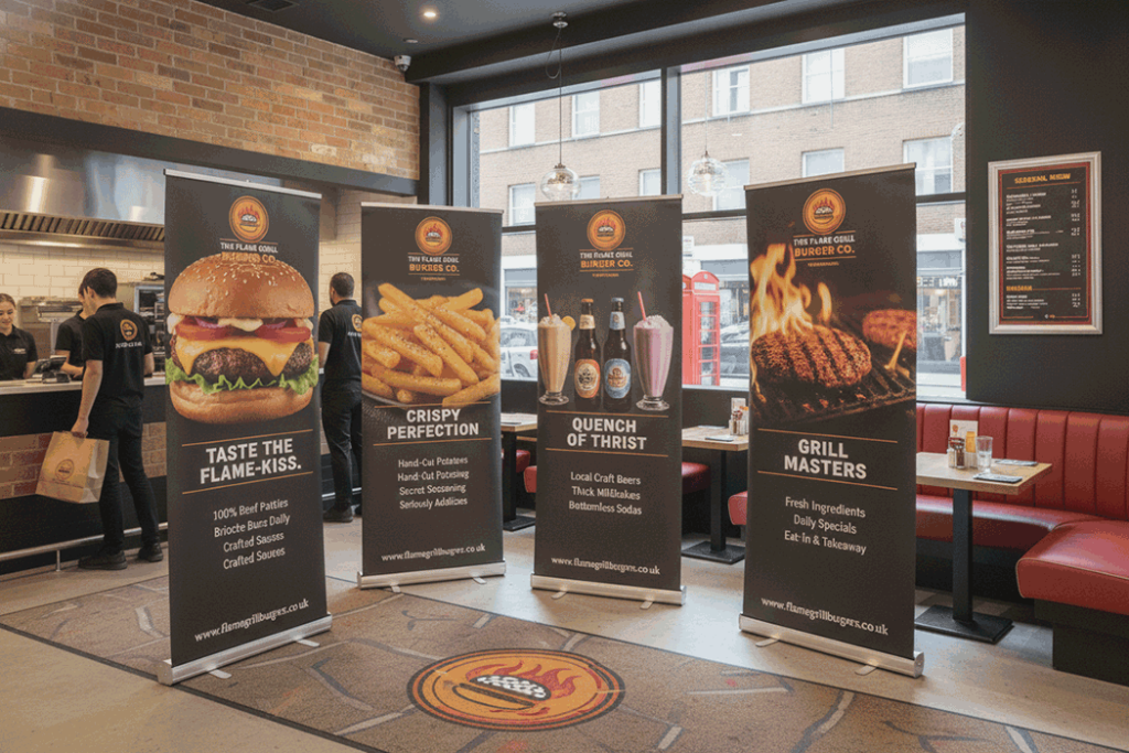 Burger Restaurant Indoor Banner Stands