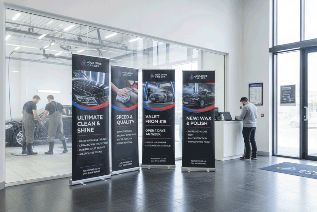 Car Wash Indoor Banner Stands