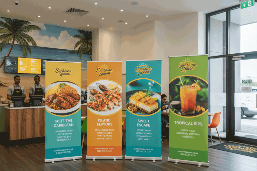 Caribbean Restaurant Indoor Banner Stands