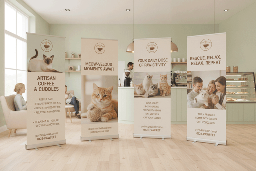 Cat Cafe Indoor Banner Stands