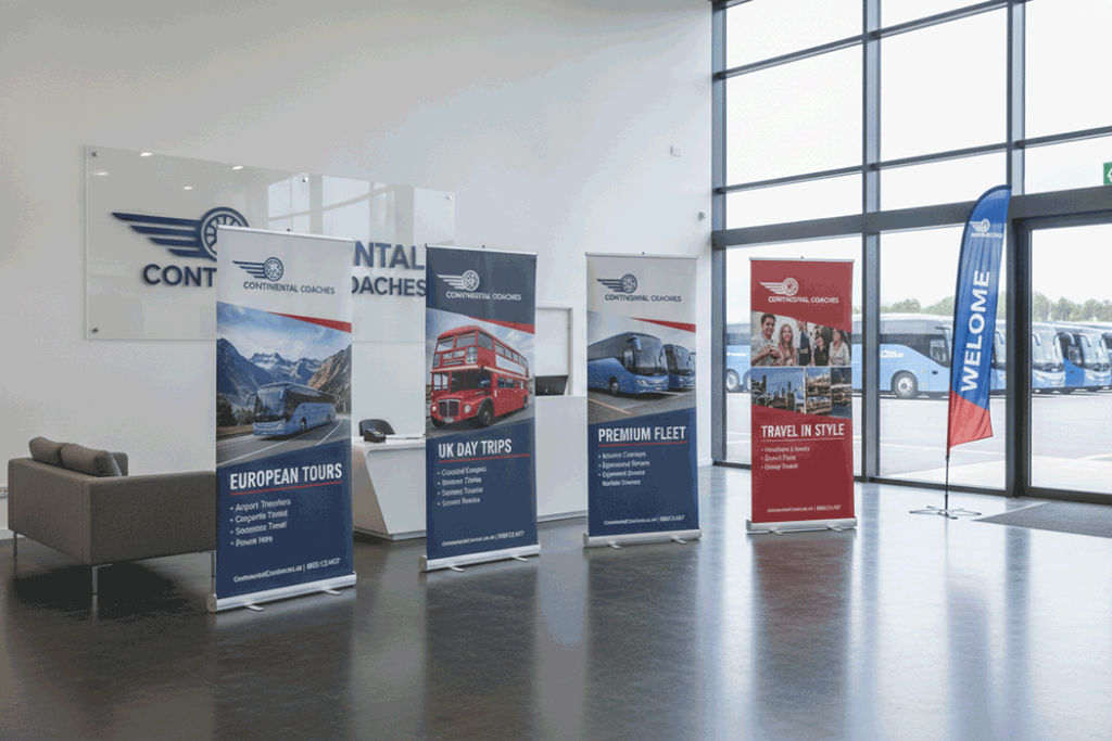 Coach Hire Indoor Banner Stands