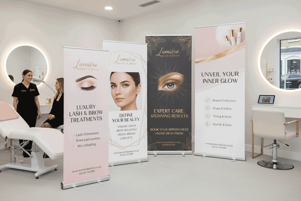 Eyelash & Brow Studio Indoor Banner Stands