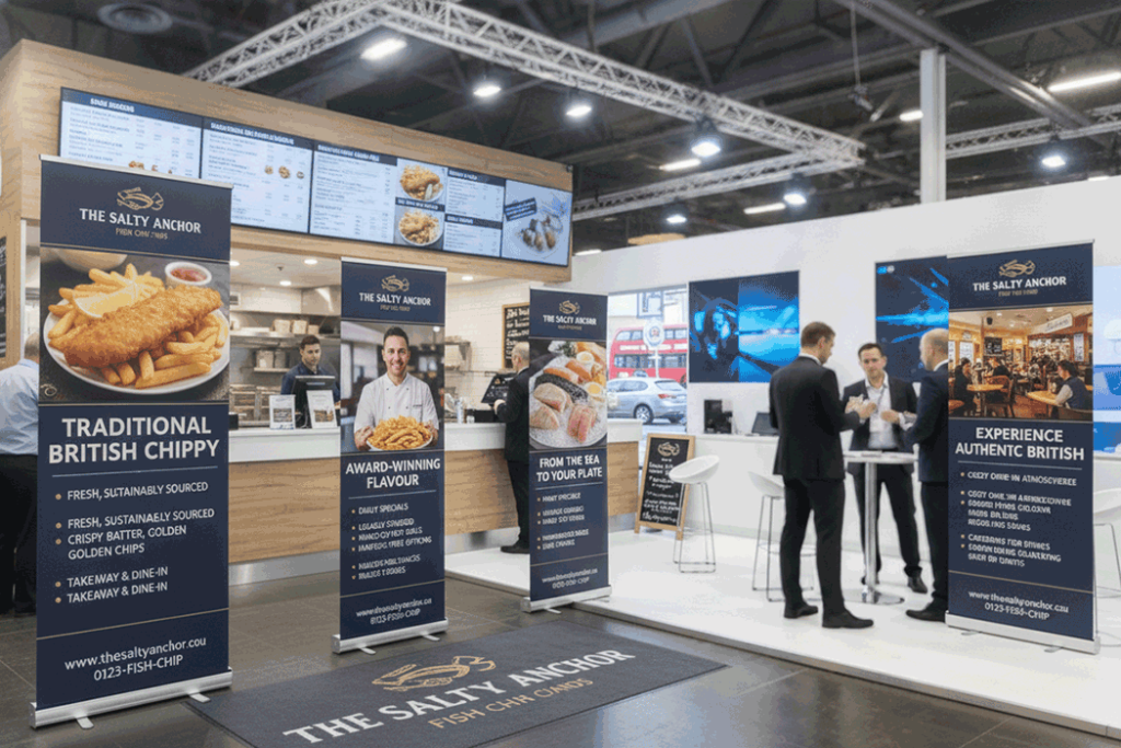 Fish and Chips Restaurant Indoor Banner Stands