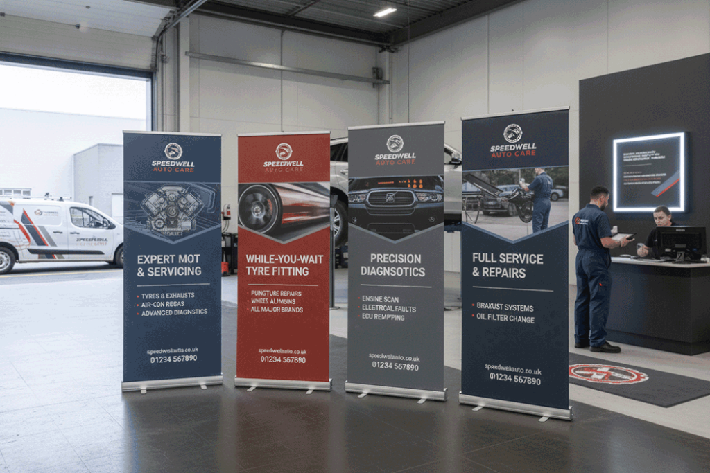 Garage Indoor Banner Stands
