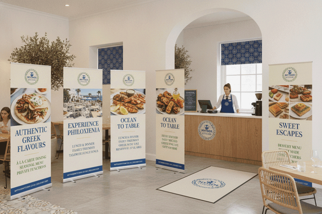 Greek Restaurant Indoor Banner Stands