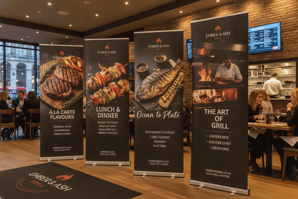 Grill Restaurant Indoor Banner Stands