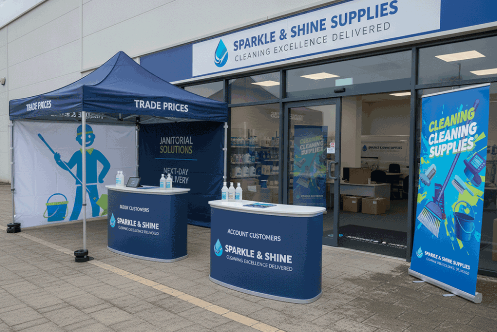 Janitorial Supplier Outdoor Banner Stands
