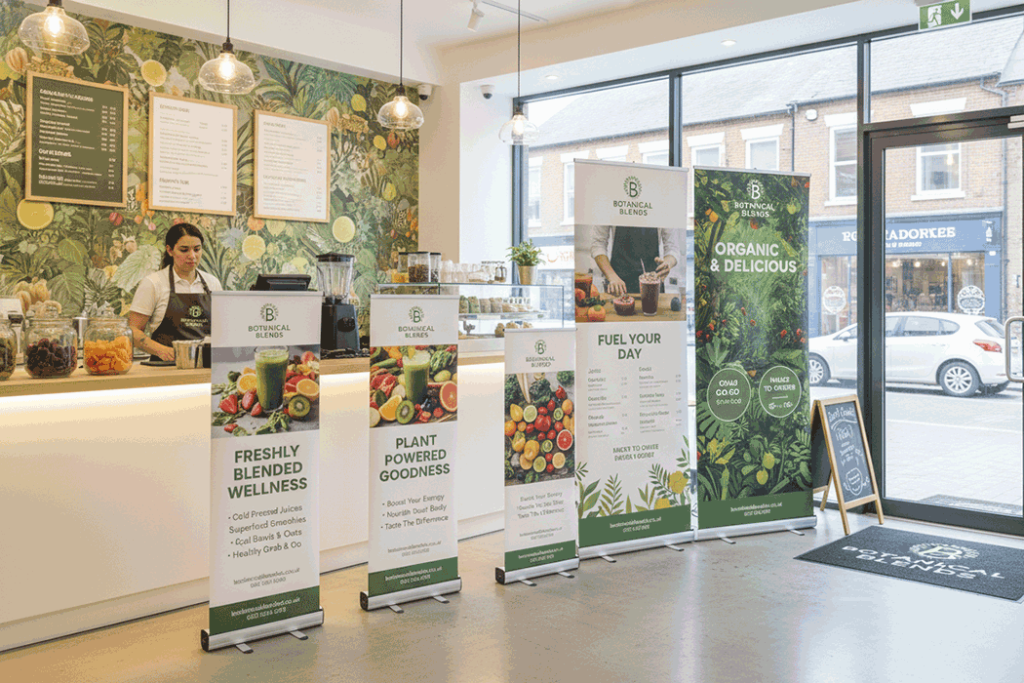 Juice Bar & Healthy Food Indoor Banner Stands