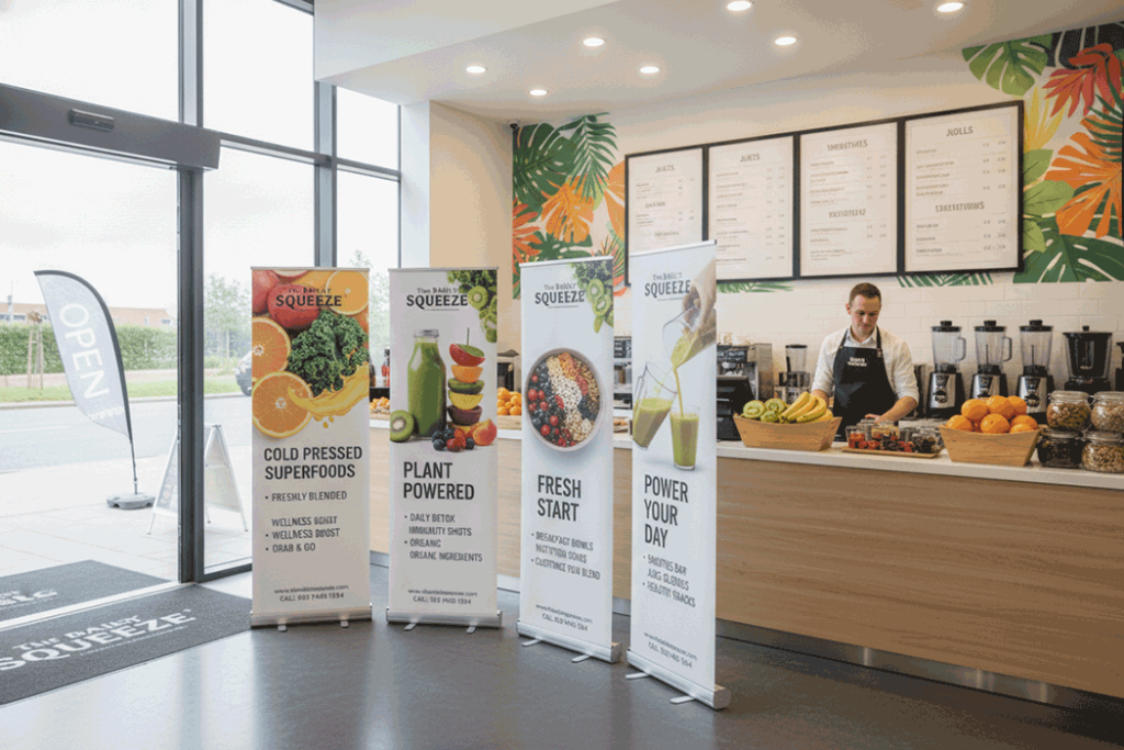 Juice Bar Indoor Banner Stands