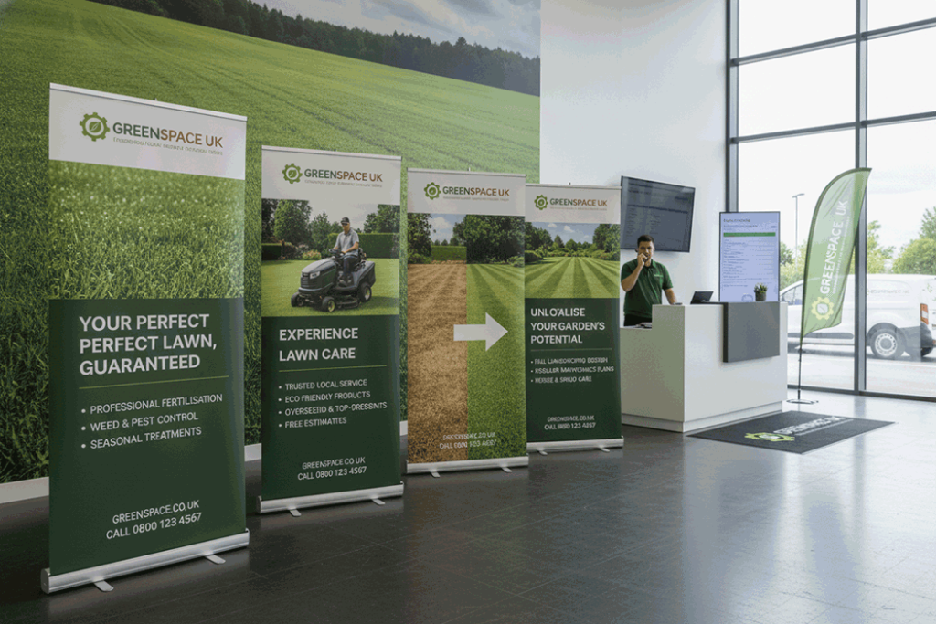Lawn Care Indoor Banner Stands