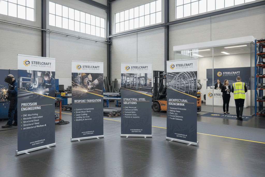 Metal Fabrication Indoor Banner Stands