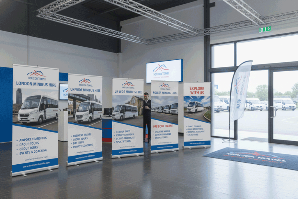 Minibus Hire Indoor Banner Stands