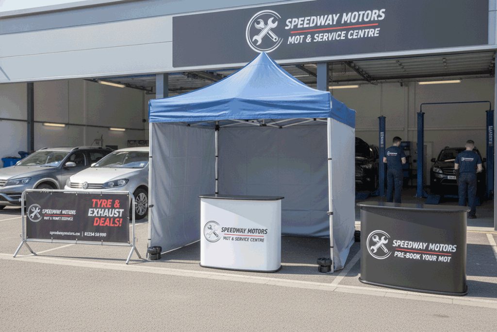 MOT Centre Outdoor Banner Stands