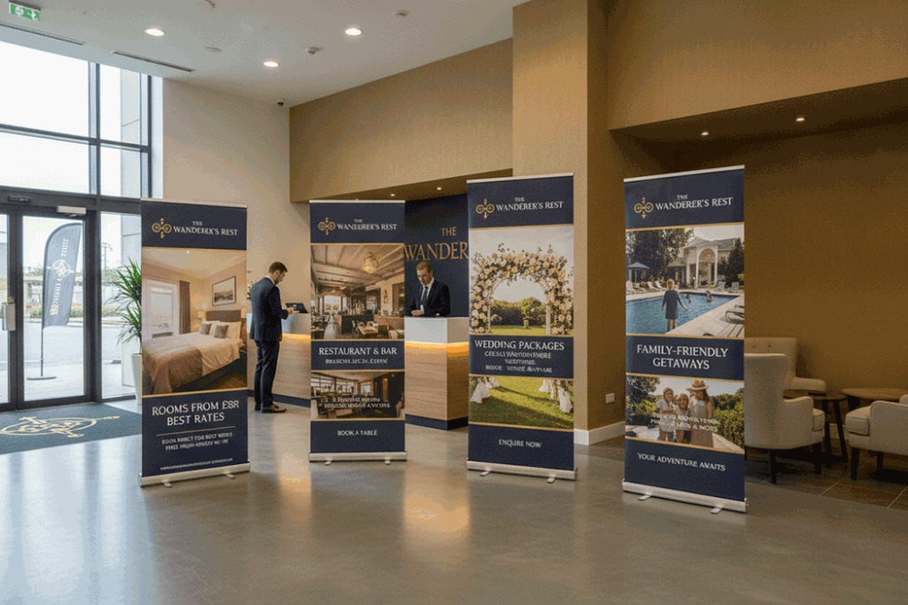 Motel Indoor Banner Stands