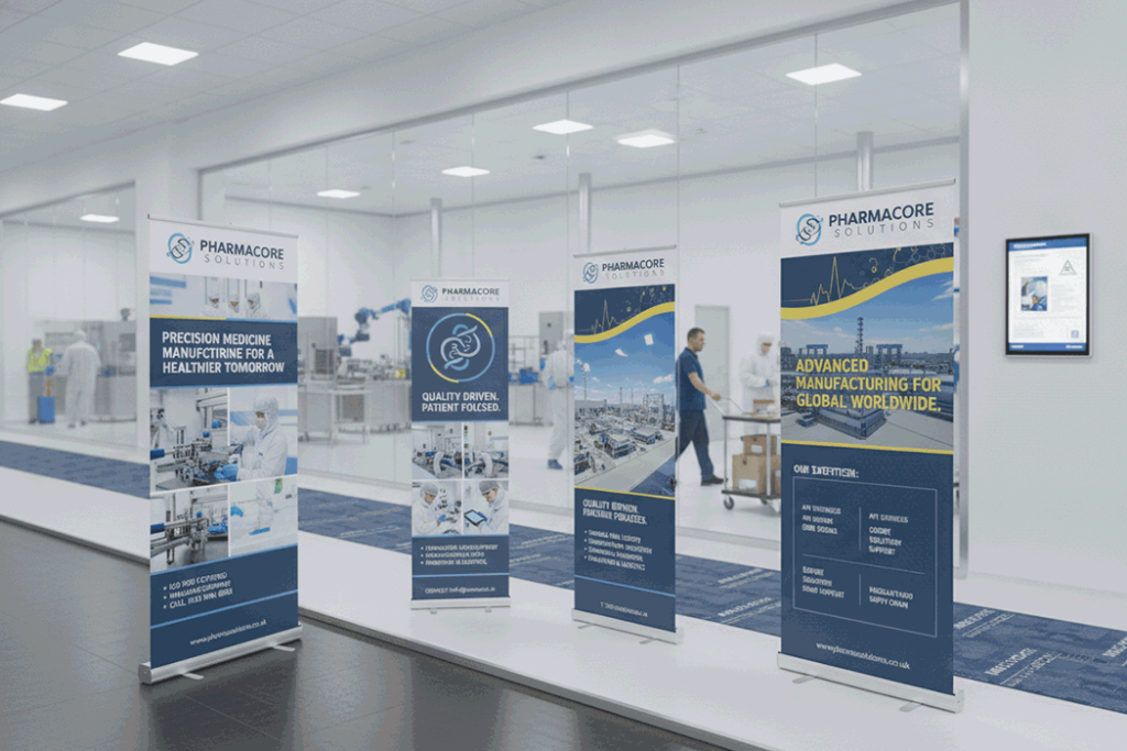 Pharmaceutical Manufacturing Indoor Banner Stands