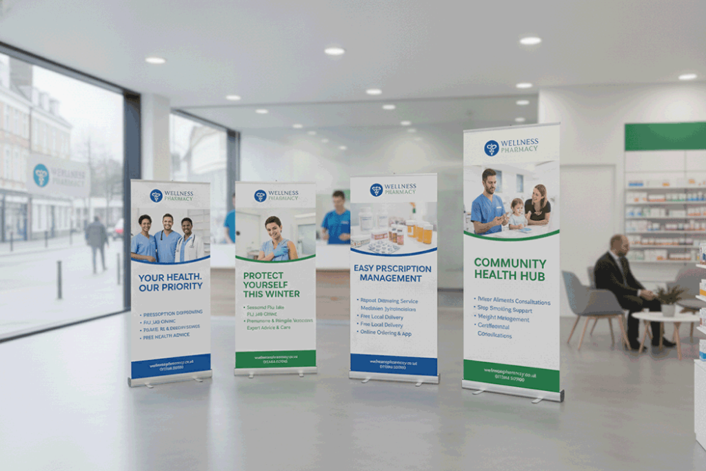 Pharmacy Healthcare Indoor Banner Stands