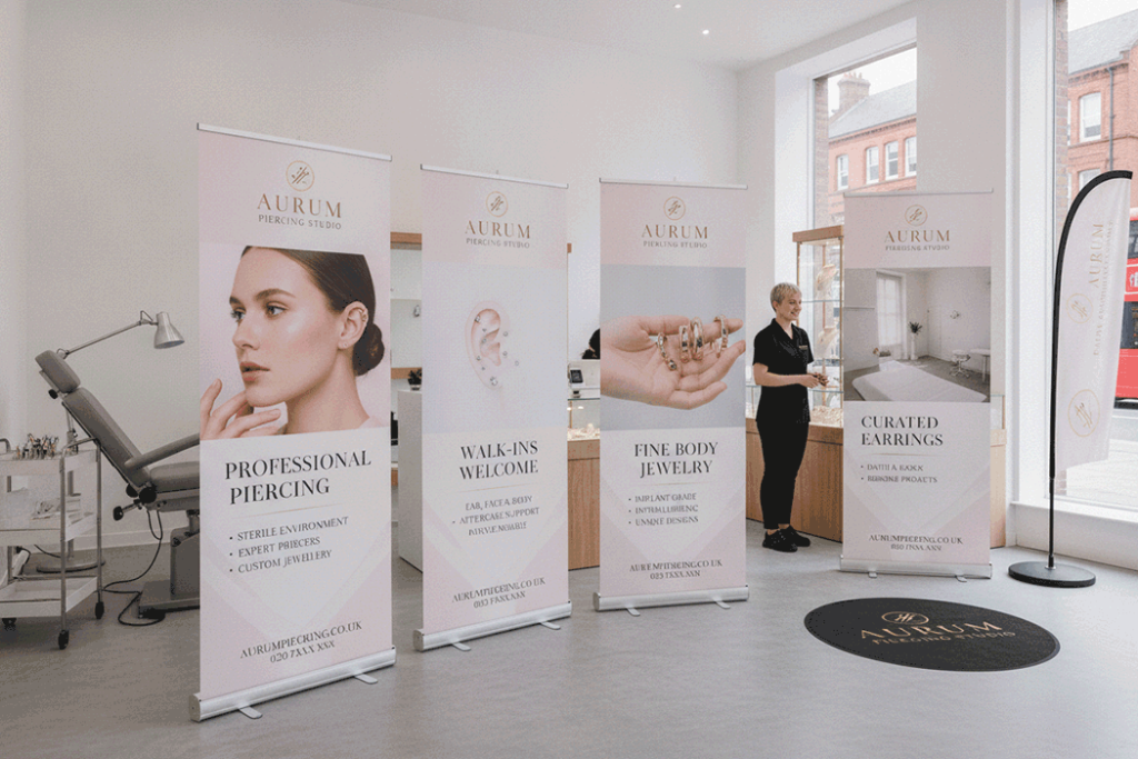 Piercing Studio Indoor Banner Stands