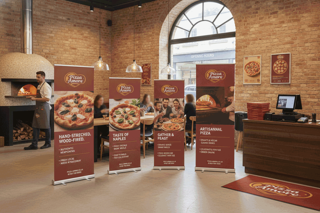 Pizza Restaurant Indoor Banner Stands